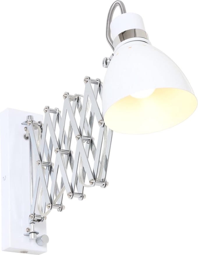 Wandlamp | 12,5 cm | spring | E27 | wit | metaal | industrieel, functioneel, scandinavisch, sfeerverlichting, trendy