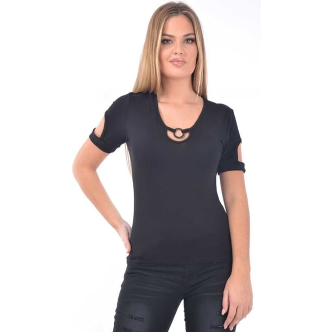 Outer Vision T-shirt - Top Vrouwen - Ari Solid - S tot 4XL - voor Vrouwen - zwart