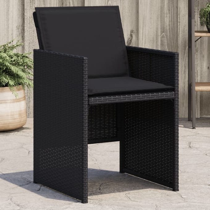 vidaXL - Tuinstoelen - 4 - st - met - kussens - poly - rattan - zwart