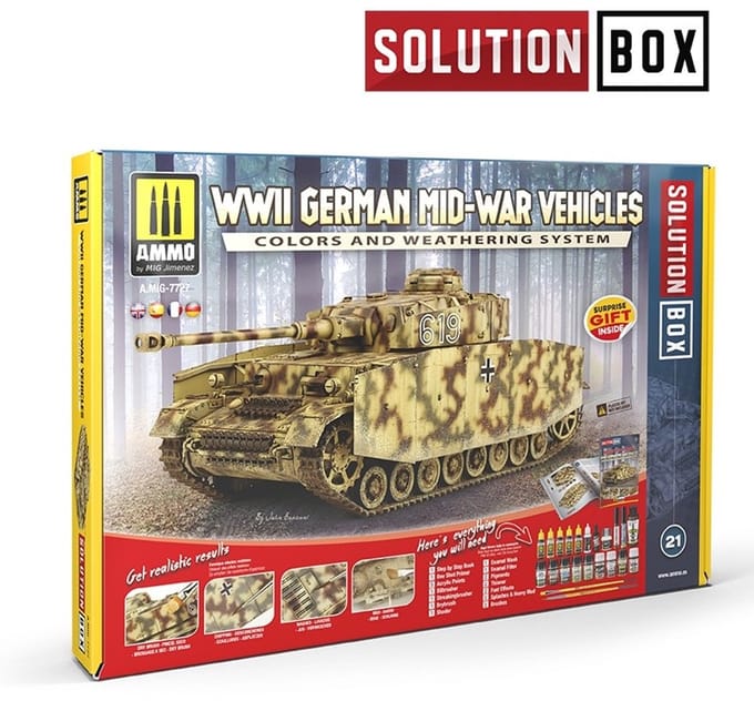 AMMO by Mig Jimenez Modelbouwdecoratie - MIG 7727 WWII German Mid-War Vehicles - Solution Box Effecten set
