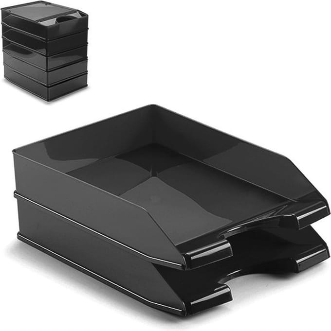 Plasticforte Brievenbakjes - 4x stuks - A4 - zwart - kantoor postbakjes