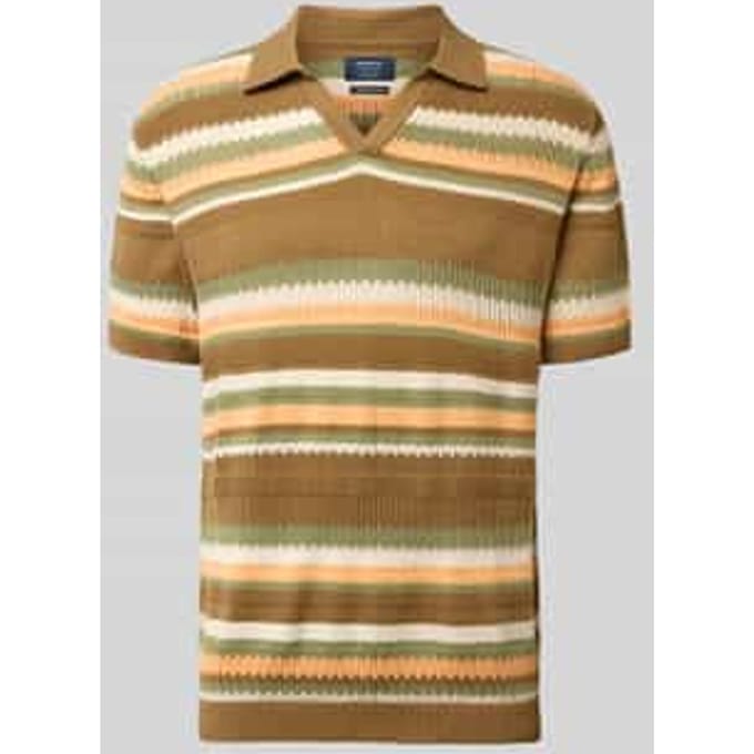 Gebreid shirt in all-over look met polokraag