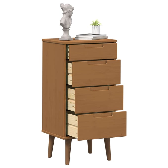 vidaXL - Ladekast - MOLDE - Karamel - 40 - x - 35 - x - 82 - cm - Massief - grenenhout
