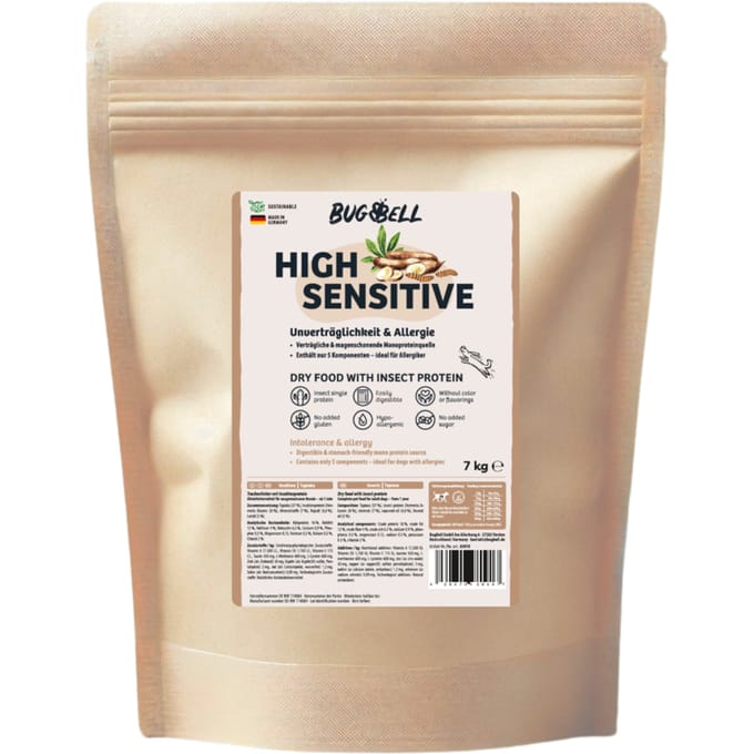Voordeelpakket: 4x7kg BugBell Braun High Sensitive droogvoer voor honden