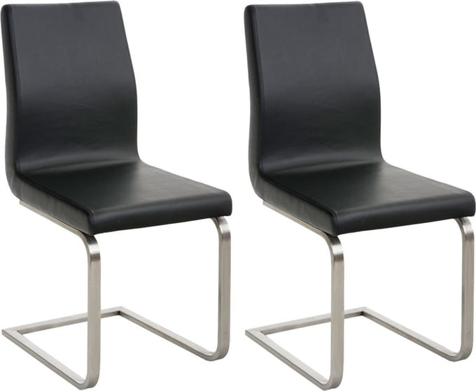 CLP Belfort Set van 2 eetkamerstoelen - Kunstleer - zwart
