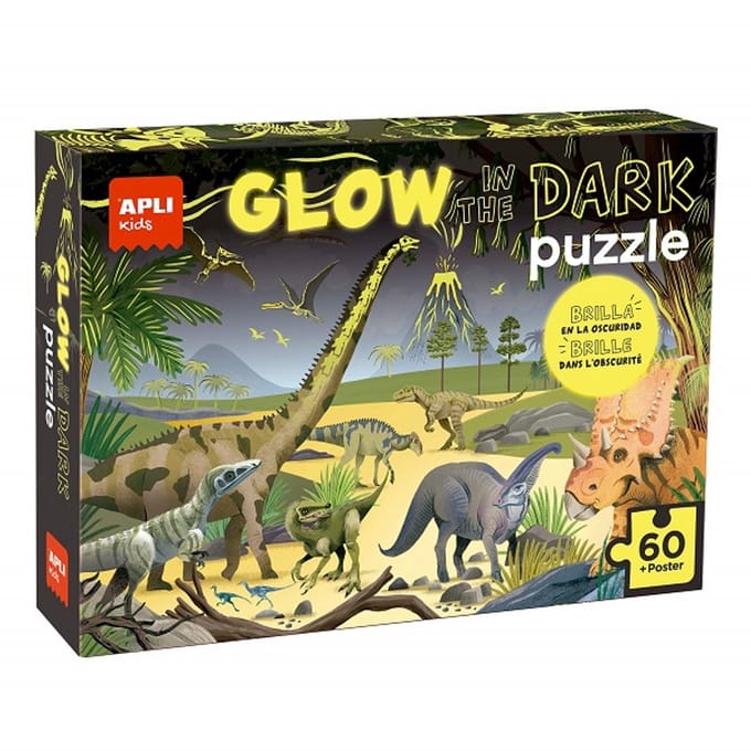 Apli Glow In The Dark Dinosaurussen Puzzel 60 Stukken Geel