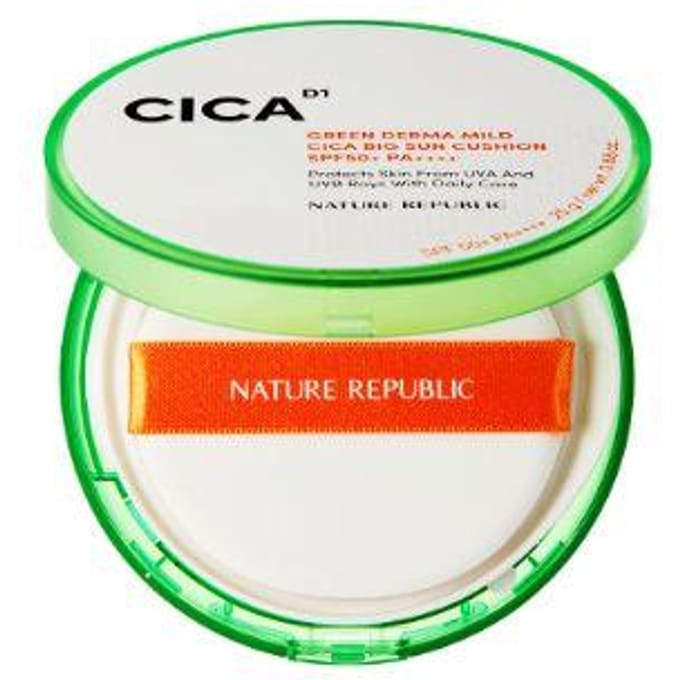 Nature Republic Green Derma Mild Cica Big Sun Cushion SPF50+ PA++++ white