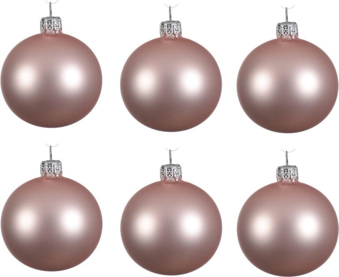 Decoris Kerstballen set - 6x stuks - licht roze - glas - 6 cm - mat - kerstversiering