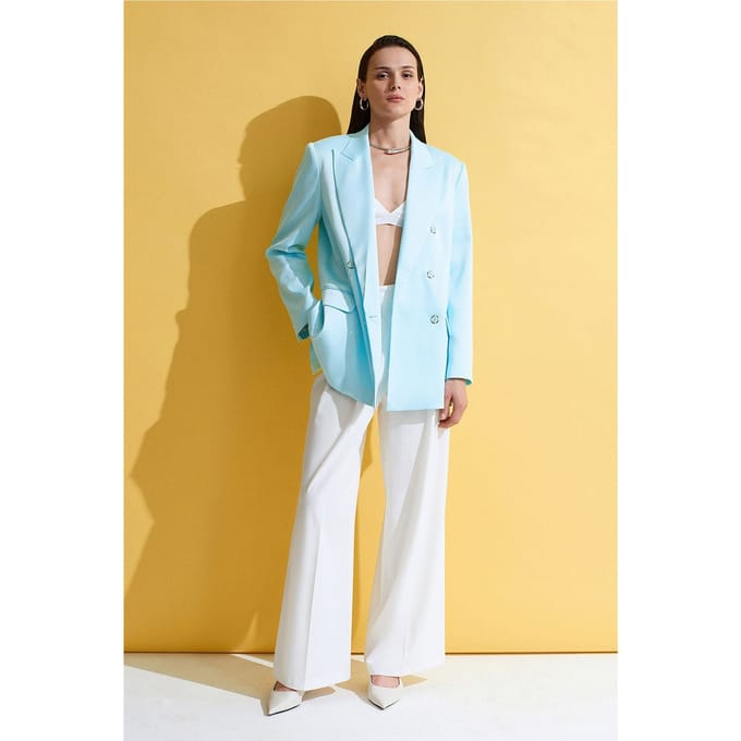 Lange Satijnen Blazer met Sjaalkraag