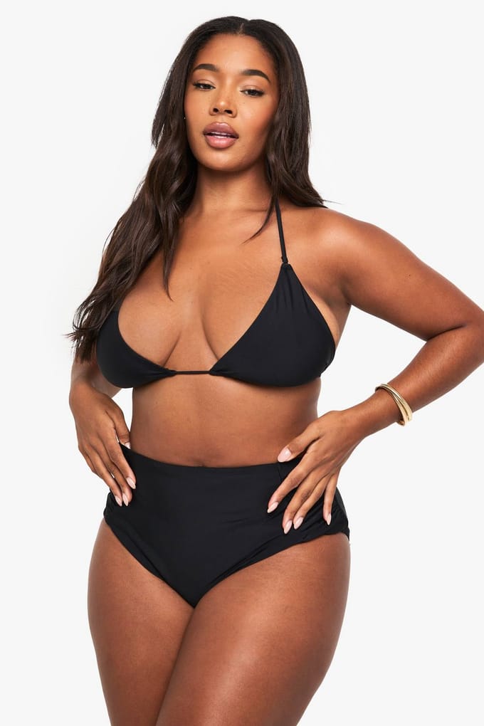 boohoo Dames Plus Buikcontrole Bikini-Broekjes | Black | Maat: 28