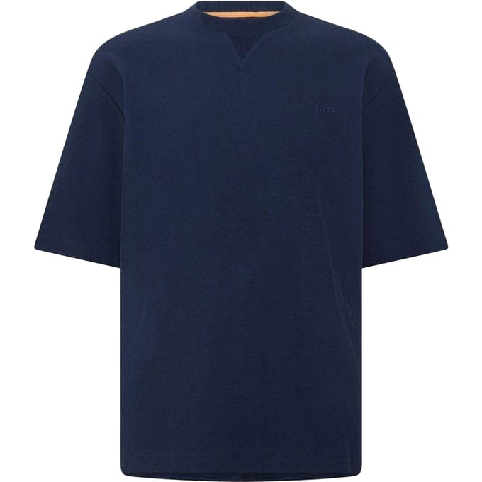Boss Wafel Crew Neck Normaal T-shirt Heren (Donkerblauw)