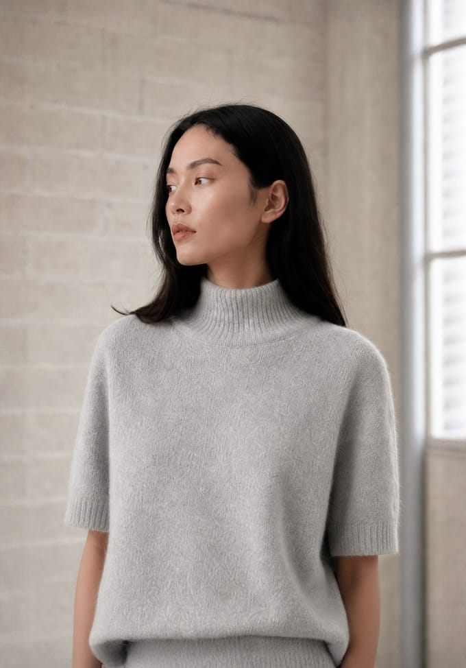 Alpaca knitted dyed top WP09 | Light Grey - Light Grey / S