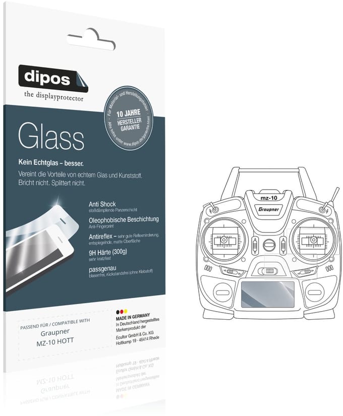 dipos – 2x Matte Pantserfolie geschikt voor Graupner MZ-10 HOTT | 9H Screenprotector