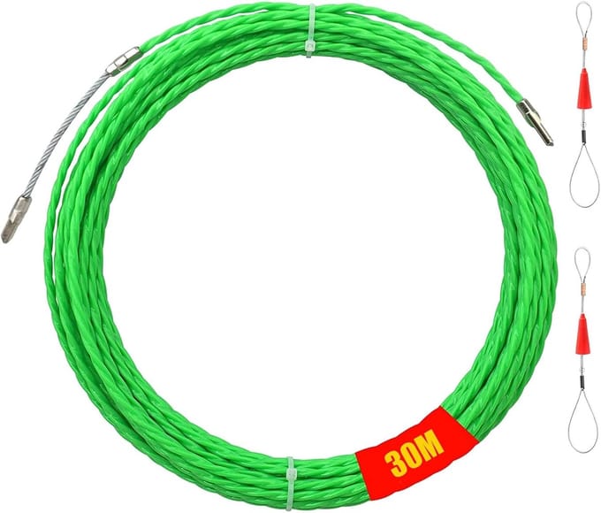30 m Polyester Retractable Wire - 4 mm Pulling Spiral - Kabel Trek Hulp met 2 Gidsveren - Voor Communicatie en Installatie
