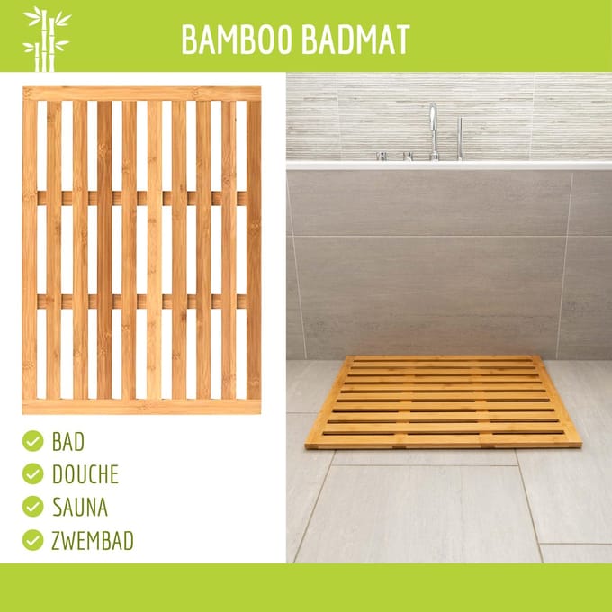 Badmat - Bamboo - Douchemat - Antislipmat douche - Bamboe - 62X45 CM