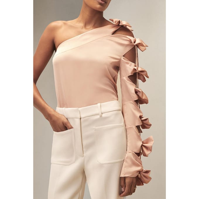 Reiss Bow Sleeve Top Pale Pink Größe: 6 | Blusen Outlet | Damen | Rosa