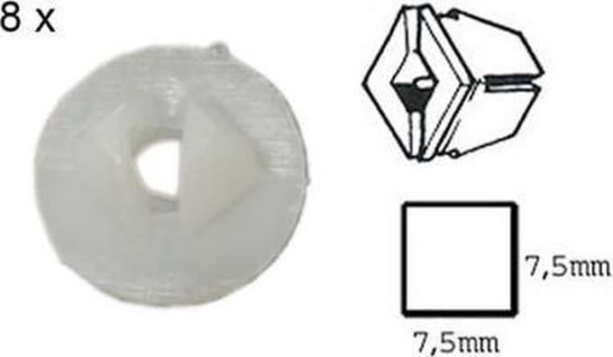 Plastic moeren en bouten 7 7x7 5x10mm >4 8mm schroeven 8x