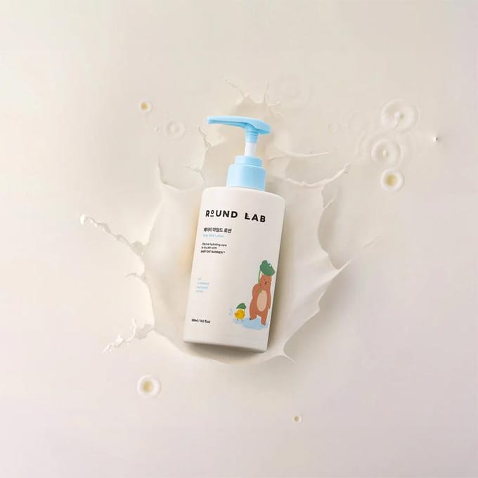 Round Lab Baby Mild Top tot Teen Wasgel 300ml + Lotion 300ml Set Zacht Baby Lichaamsverzorgings Duo white