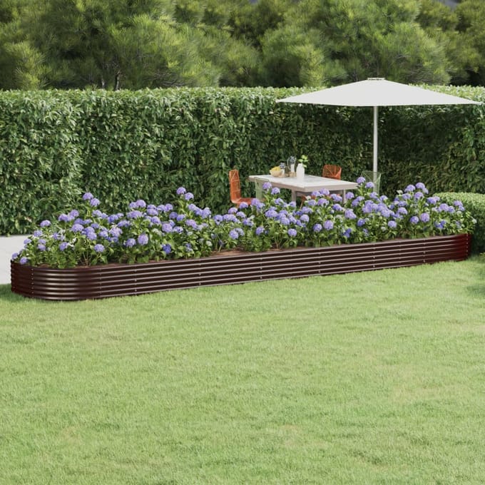 vidaXL - Plantenbak - 600x140x36 - cm - gegalvaniseerd - staal - bruin