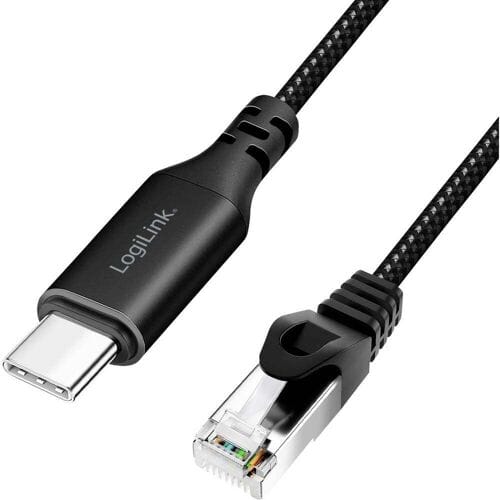 LogiLink USB 3.2 Gen 1 (USB 3.0) Adapterkabel [1x USB-C USB 3.2 (Gen 1) - 1x RJ45-stekker 8p8c] CU0410 1.00 m Textielmantel