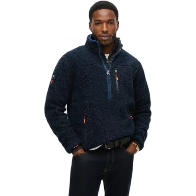 Superdry - Outdoor fleecetrui met halve rits - Heren - Truien