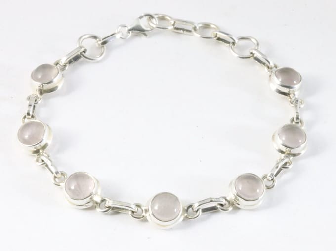 Zilveren armband met rozenkwarts