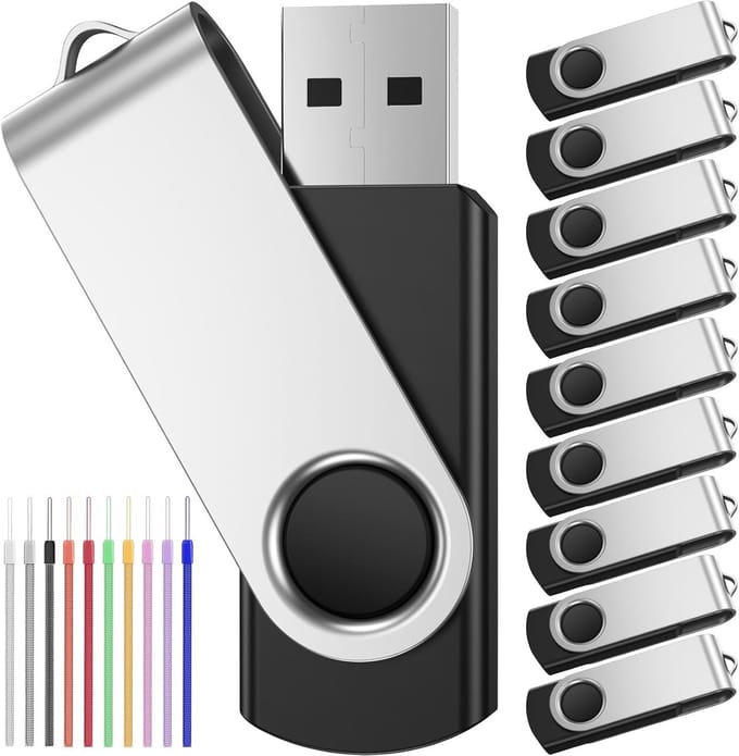 10 stuks USB Sticks 16GB - USB 2.0 Geheugensticks Multipack Draaibaar Groen