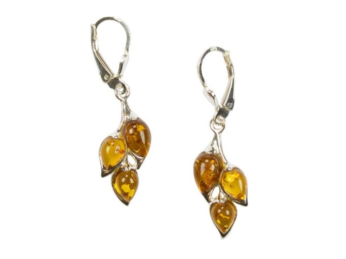 Zilveren oorbellen met sluiting Amber / Barnsteen 925 zilver