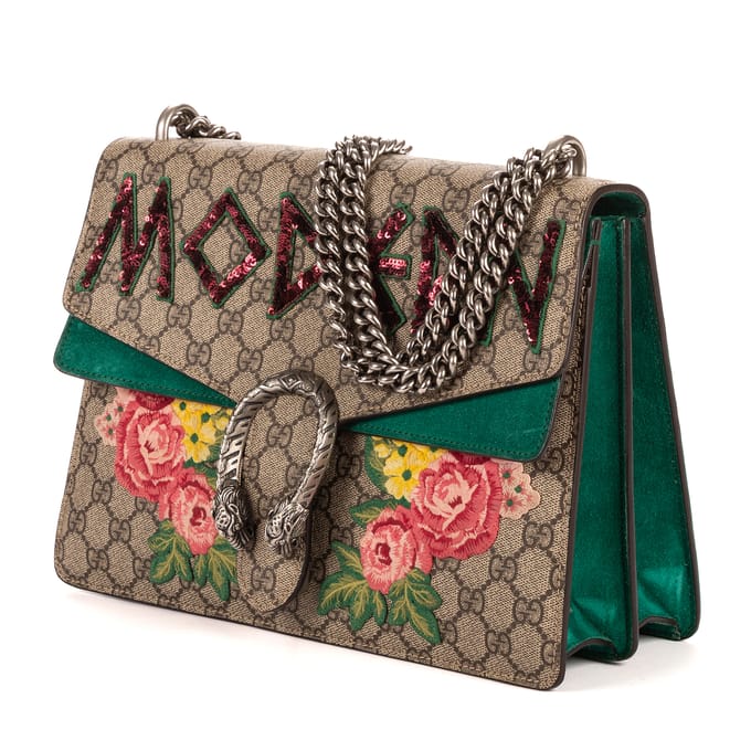 Dionysus Modern Sequin & Floral Embroidery Medium Schoudertas