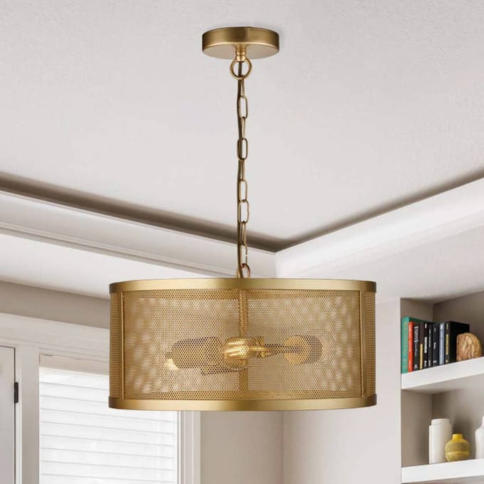 Searchlight Hanglamp Fishnet, goud Ø 45 cm