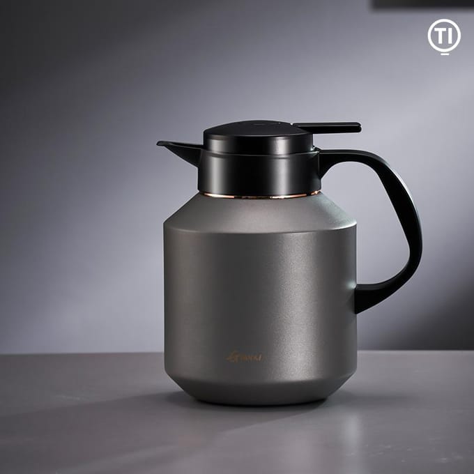 Pot Isolant Grande Capacité Affichage de la Température à une Touche Bouteilles Thermos Domestique Thé Café Eau Pichet Isolant gray