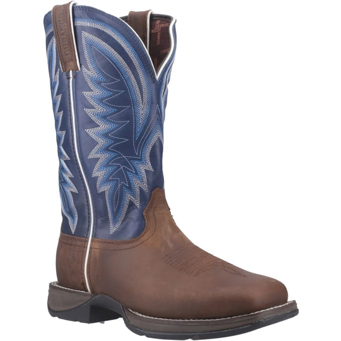 Durango Rebel Leder Heren Zadelbruin/Demin Blauw Laarzen