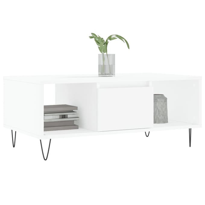 vidaXL - Salontafel - 90x50x36,5 - cm - bewerkt - hout - wit