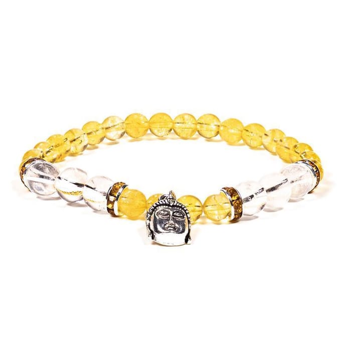 Yogi & Yogini Edelsteen Armband - Citrien/Bergkristal met Boeddha - 19 cm