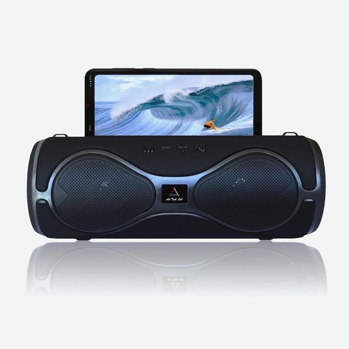 Moderne Bluetooth 5.0 luidspreker met LED verlichting, zwart - Draagbare luidspreker voor smartphones, tablets en laptops