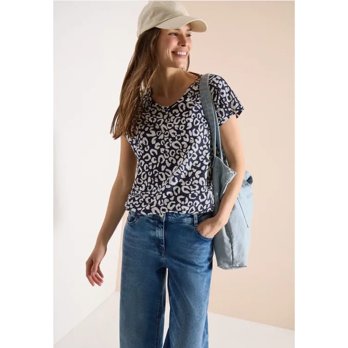 Shirt met kanten detail en leoprint