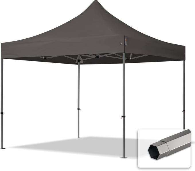 3x3 m Easy Up partytent Vouwpaviljoen, PREMIUM staal 40mm, donkergrijs