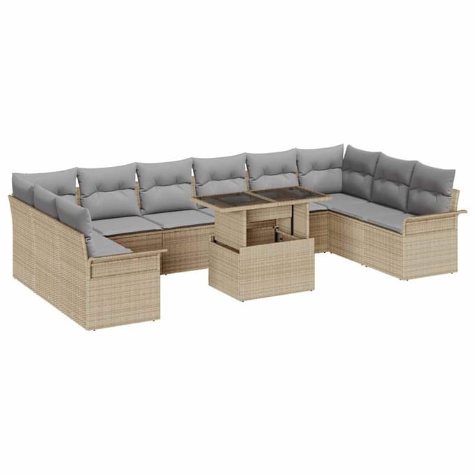 vidaXL Tuin Sofa Set 11 st Beige Poly riet