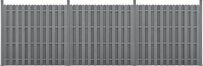 WPC Schuttingpaneel 11 planken met palen 185x562 cm grijs