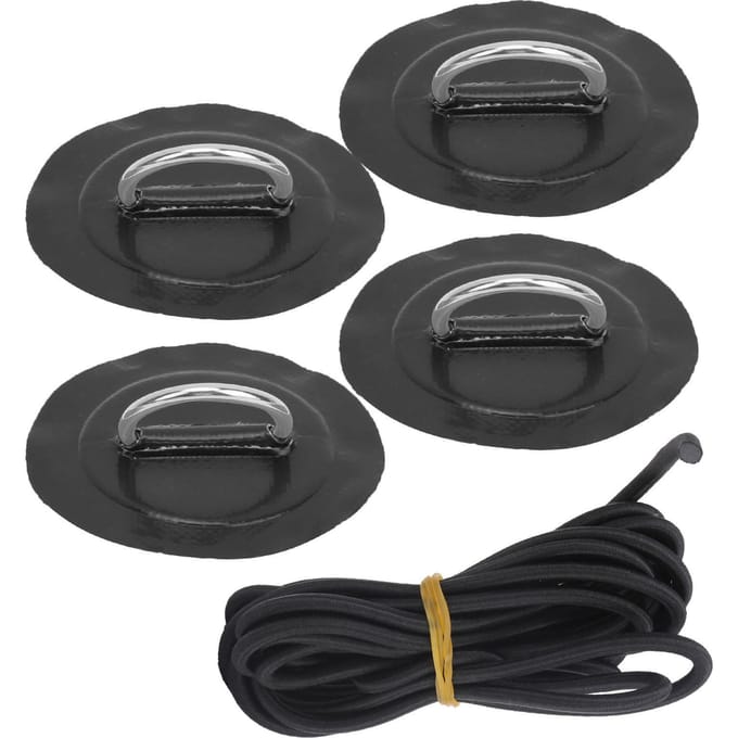 4 pièces Boucle Fixe Marine Patch Patch de Pad d'Anneau de Kayak Bateau Gonflable avec Cordon Élastique Bungee Black patch black