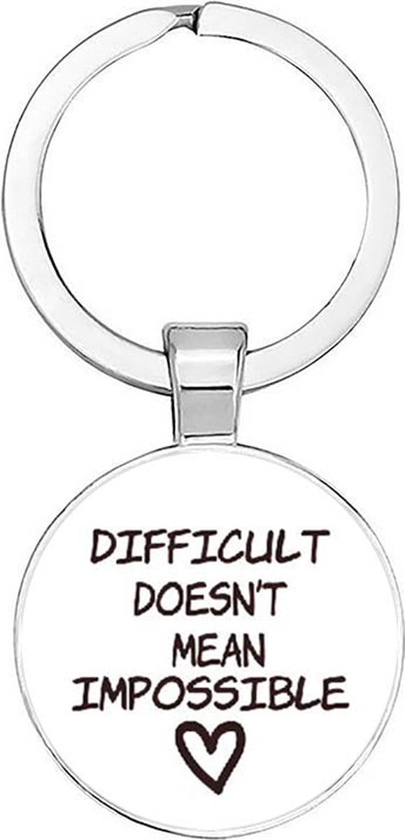 Akyol - difficult doesnt mean impossible sleutelhanger - moeilijke weg - niet onmogelijk - sleutelhanger - cadeautje - verrassing - geschenk
