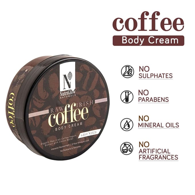 NutriGlow Natural's Raw Irish Coffee Body Cream Non Greasy, Lightweight 7.05 oz 7.05 oz black