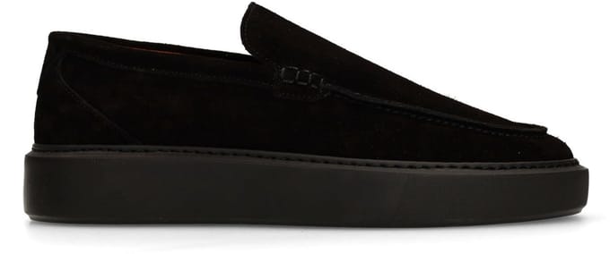 Manfield - Heren - Zwarte suède loafers - Maat 44