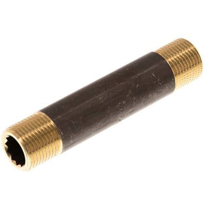 G 3/8'' Messing Dubbele Pijpnippel 16 Bar DIN 2982 - 80mm