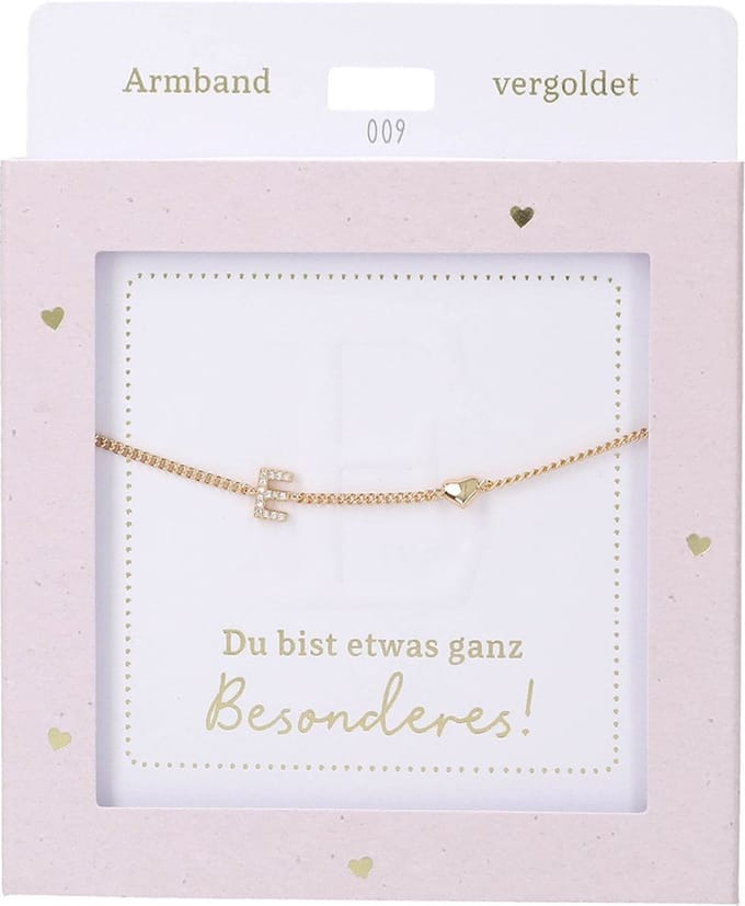 Depesche armband meisjes E goud hartje cadeau vriendschap.