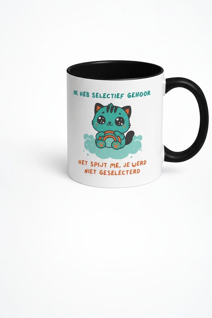 Selectief Gehoor Koffiemok - Grappige Mok met Kat