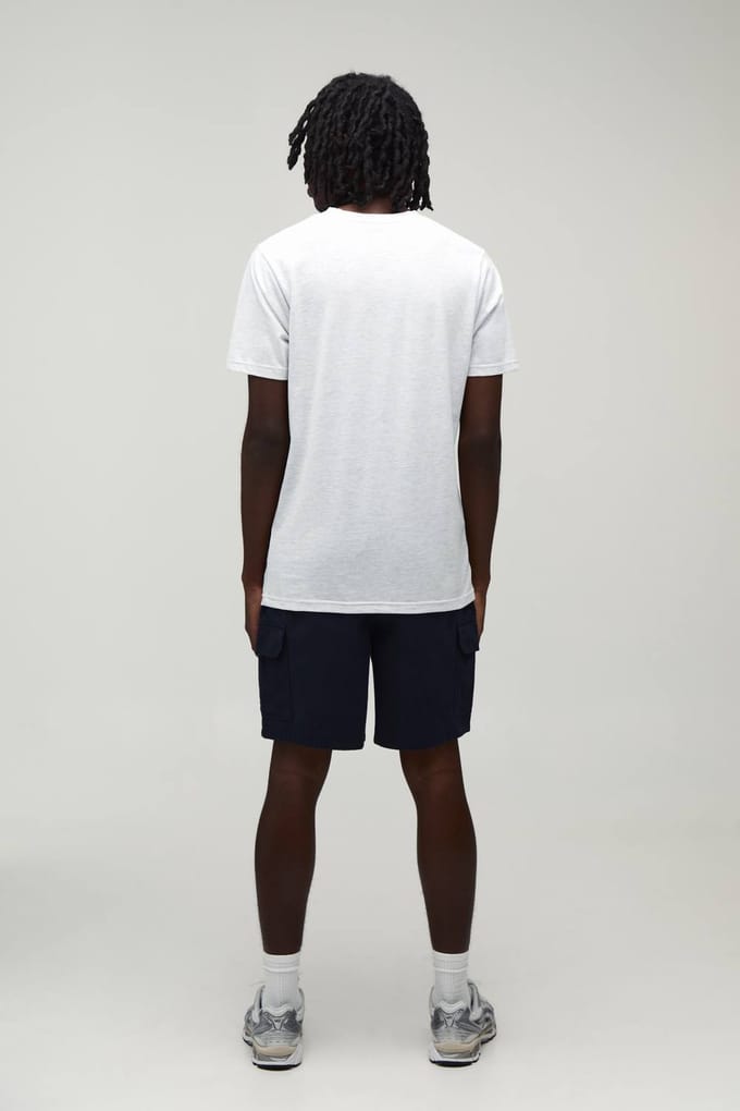 Essentiële Relaxed Fit Elastische Twill Cargo Shorts Met Middellange Lengte | Navy | Size Medium