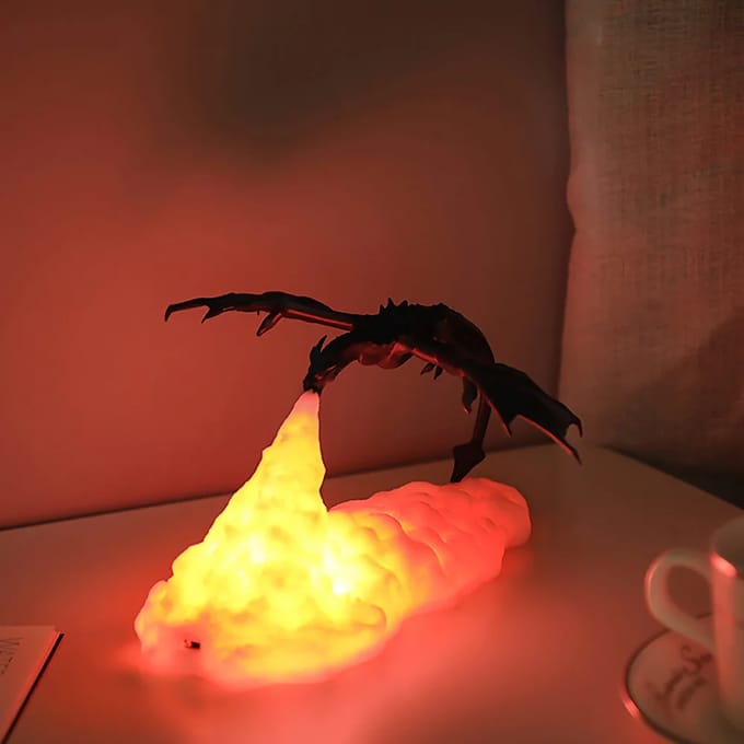 3D-geprinte Fire Dragon Lights, LED USB oplaadbare bureaulamp voor e-sport kindgeschenken moord mysterie spel camping gaming deco