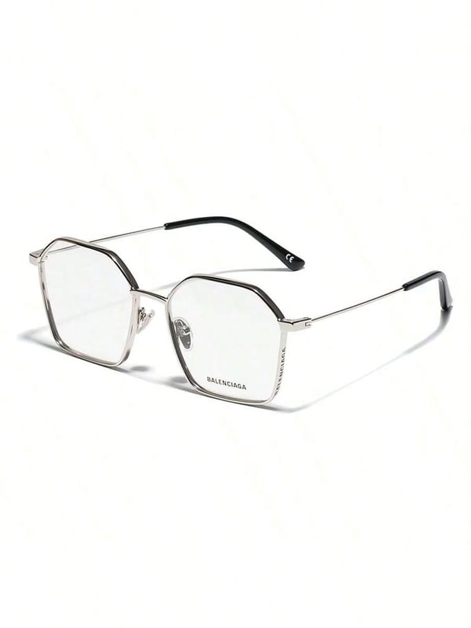 Monture de lunettes géométrique argentée Balenciaga BB0198O noir