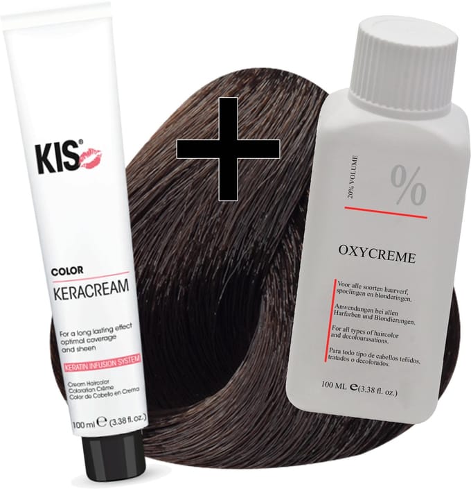 KIS haarverfset - 4E Middelbruin espresso  - haarverf & waterstofperoxide